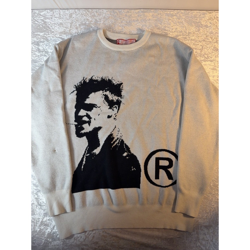 Vintage Y2K 2003 Brad Pitt Fight Club Knit Sweater XL Tyler Durden Graphic